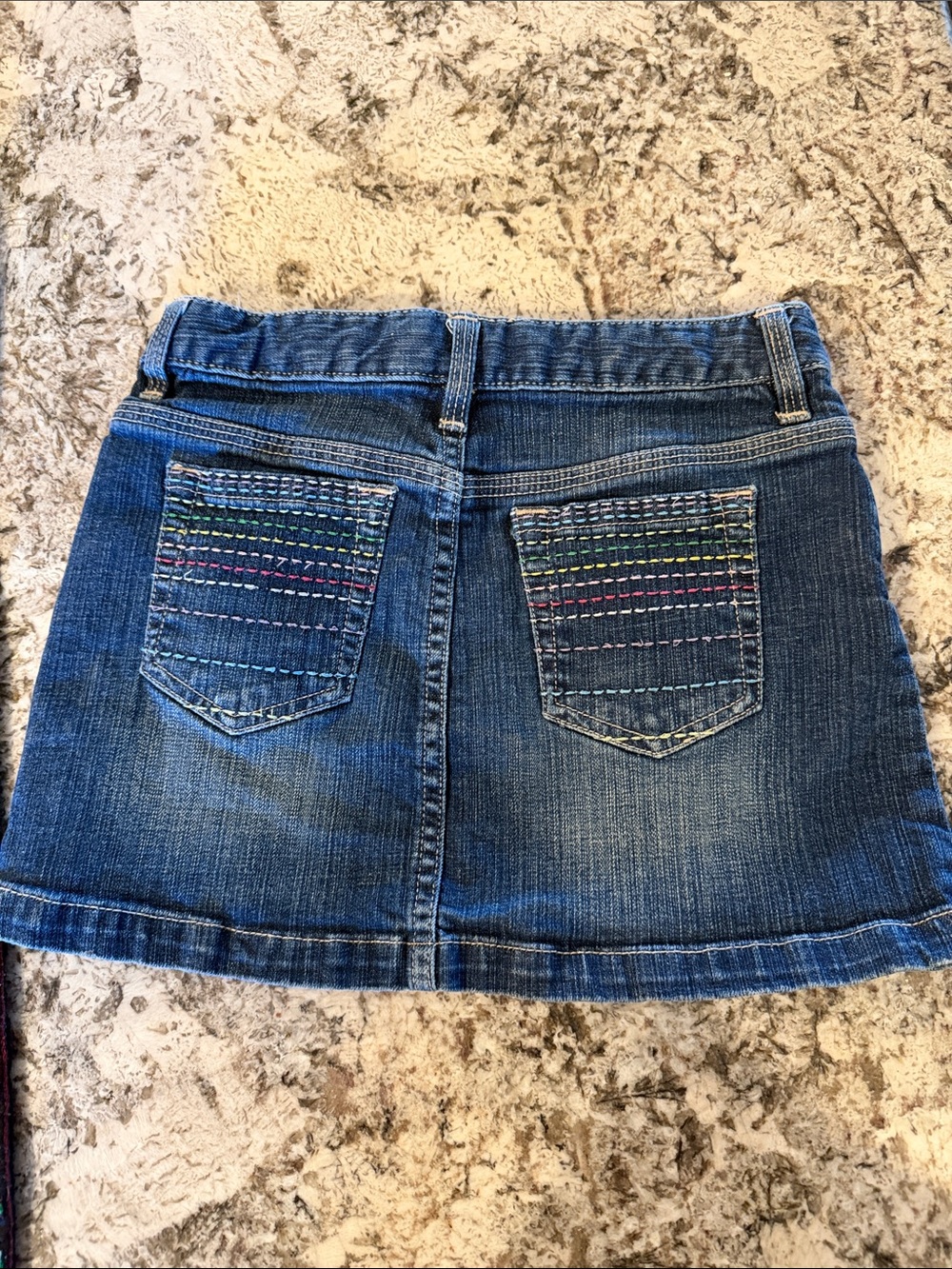 GAP kids Blue Denim Girls Skirt with Multicolor Stitching size 10
